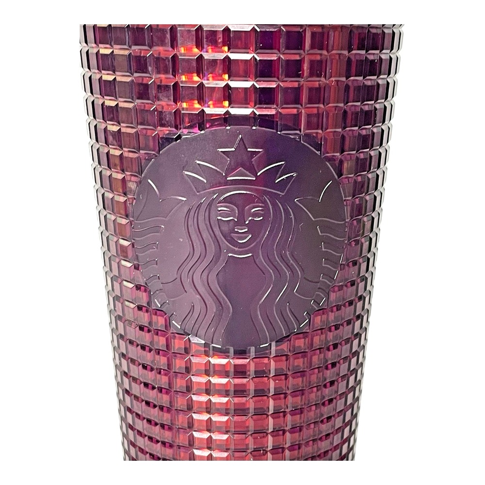 Starbucks 2020 Holiday Disco Grid Tumbler Berry Plum 24oz LE Collectible Cup - Picture 2 of 7
